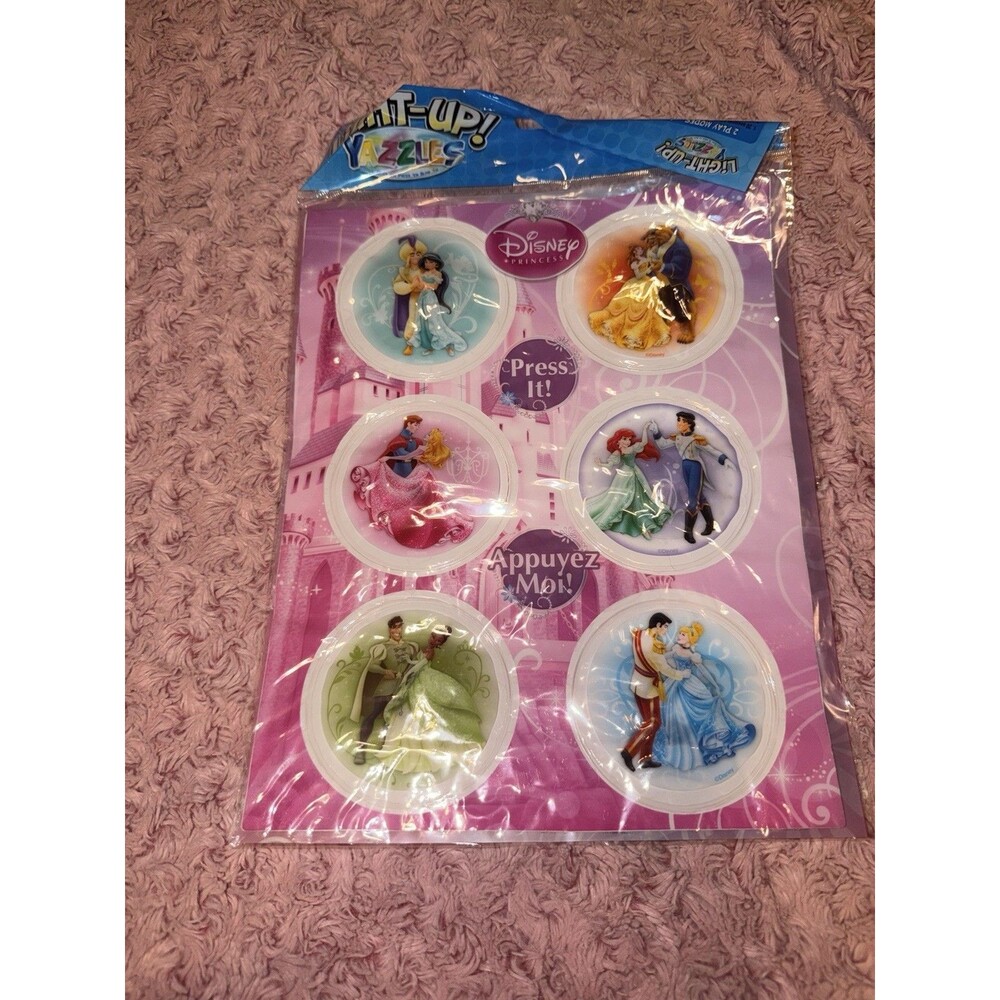 Yazzles Light up Sticker Badge Set Disney Princess & Prince Tiana Aurora Belle